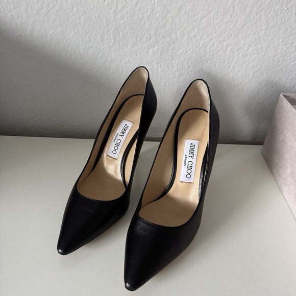 Jimmy Choo Kid Leather Romy 100 Pump Heel Black - Picture 2 of 7
